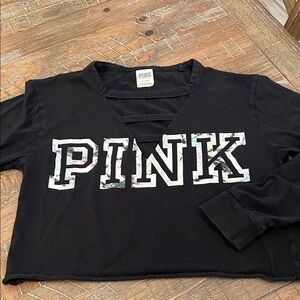 PINK  Victoria’s Secret  Logo Long Sleeve Crop Top